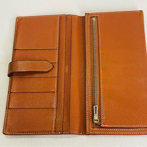 HERMES Bearn Brown Calf Leather Long Bifold Wallet - Picture 9 of 10